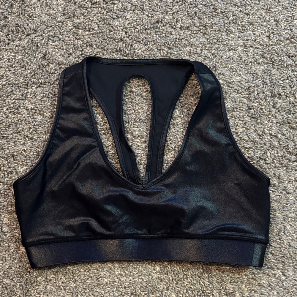 Carbon38 Shimmer Black Sports Bra